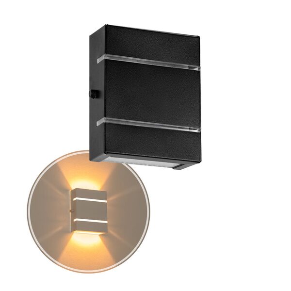 Arandela Slim Preto Alum&iacute;nio 2 Frisos