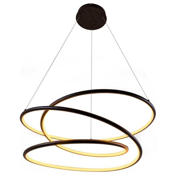 Lustre Pendente Espiral Preto LED 88W