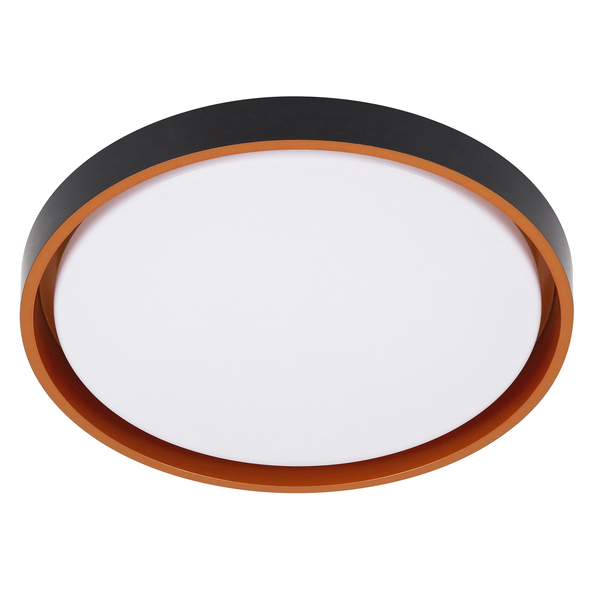 Plafon LED Redondo Preto e Dourado 41cm